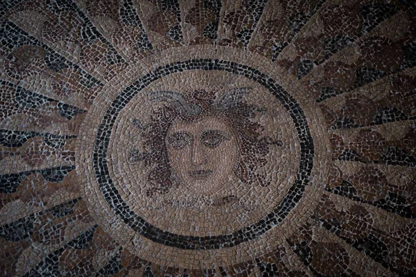 Antigo Mosaico Medusa Rodes Grécia — Fotografia de Stock