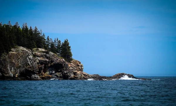 Sea Waves Splashing Shore Desert Beach Acadia National Park Maine — Stock Photo, Image