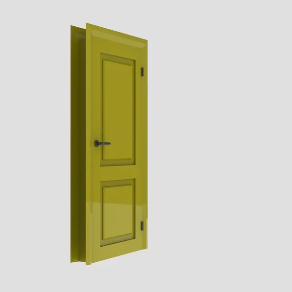 Żółty Drewniane Drzwi Wewnętrzne Zestaw Ilustracja Różne Otwarte Zamknięte Odizolowane — Zdjęcie stockowe