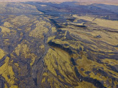 Yeşil tarlalarla çevrili bir yol manzarası