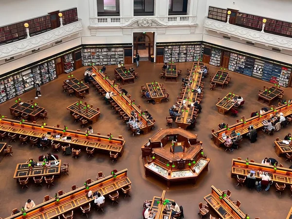 Victoria Devlet Kütüphanesi Nin Yüksek Açılı Görüntüsü Melbourne Avustralya — Stok fotoğraf