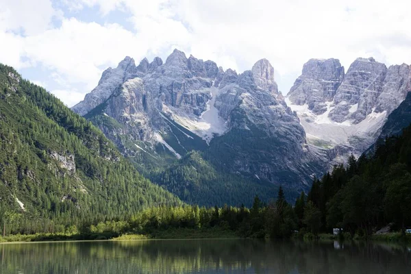 Landschaft Mit See Den Bergen Den Dolomiten Italien — Stockfoto