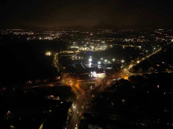 Letecký Snímek Města Noci Štědrý Den Velké Británii — Stock fotografie