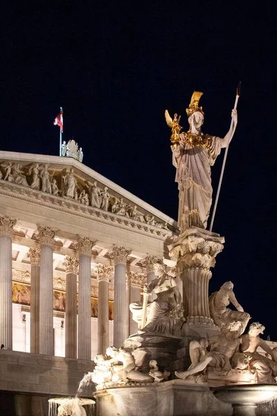 Parlament Épülete Bécsben Éjjel Ausztriában — Stock Fotó