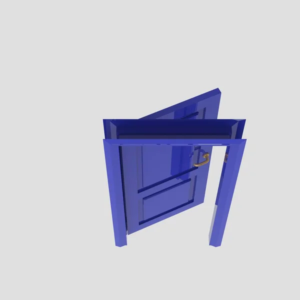 Μπλε Ξύλινο Σύνολο Εσωτερική Πόρτα Εικονογράφηση Διαφορετικά Ανοιχτό Κλειστό Απομονωμένο — Φωτογραφία Αρχείου