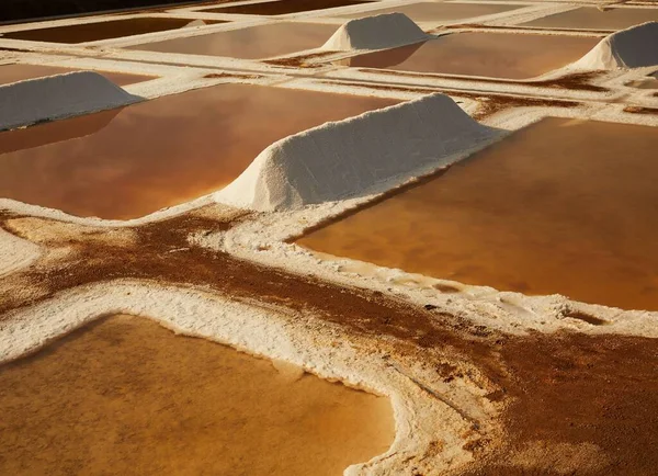 Een Aantal Faro Zoutvlaktes Waar Zeezout Wordt Gemaakt Geoogst Het — Stockfoto