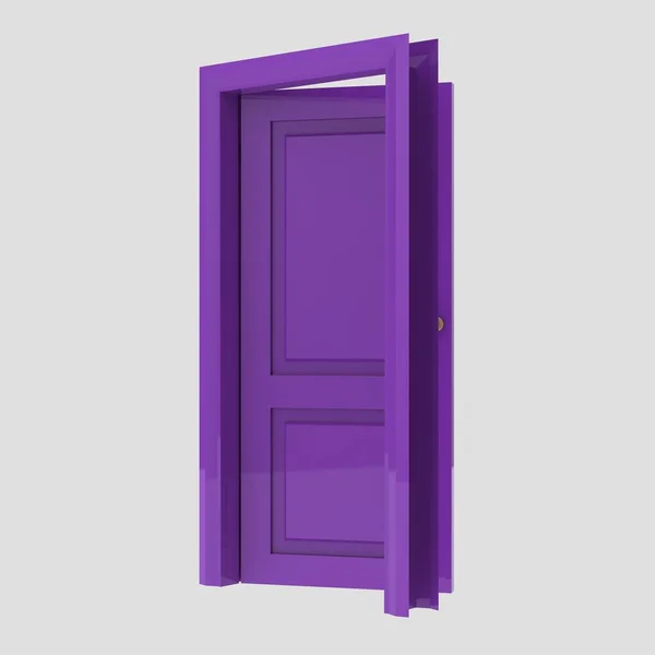 Púrpura Puerta Interior Madera Ilustración Conjunto Diverso Abierto Cerrado Fondo — Foto de Stock