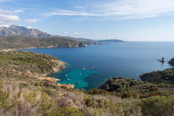 Eine Wunderschöne Landschaft Aus Felsigen Hügeln Wasser Korsika — Stockfoto