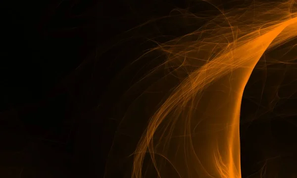 Absztrakt Alakú Selymes Narancs Arany Füst Fekete Háttérrel — Stock Fotó