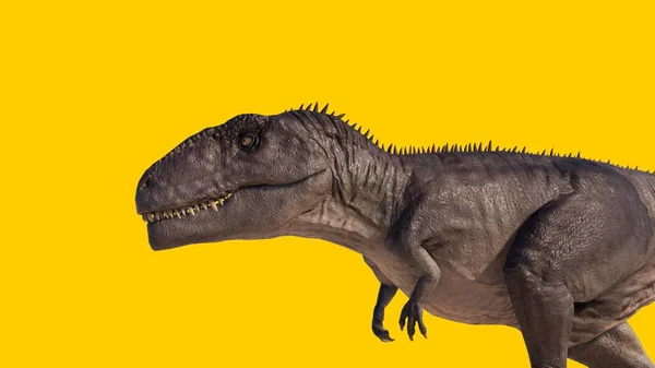 黄色の空白の背景に孤立した恐竜のイラスト — ストック写真