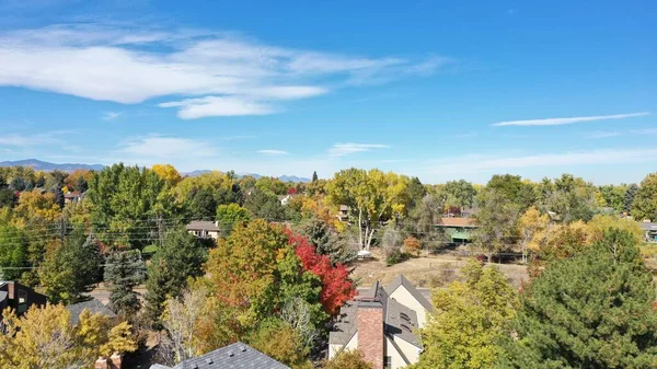 Ein Schöner Blick Auf Bäume Und Häuser Herbst Einem Dorf — Stockfoto