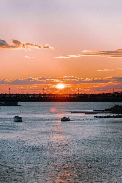 Beautiful Sunset Beach Evening Orange Sky Background — Stock Photo, Image
