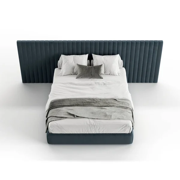 stock image A high-angle 3D illustration of a modern grey bed isolated on a white background