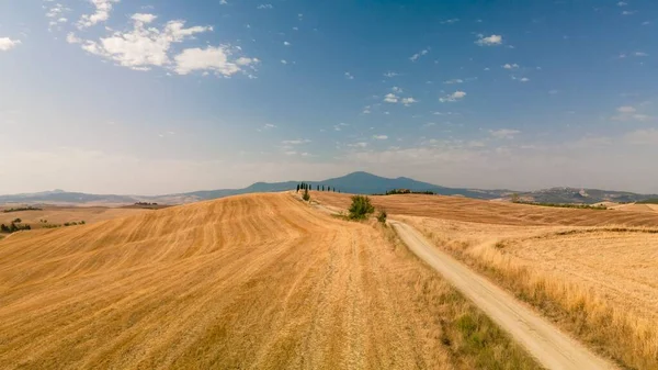 Uitzicht Vanuit Lucht Toscaanse Velden Italië Gezien Een Prachtige Zonnige — Stockfoto