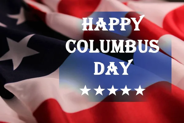 Μια Ταπετσαρία Της Happy Columbus Day Στο Φόντο Της Σημαίας — Φωτογραφία Αρχείου