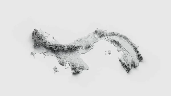 Vykreslení Stínovaného Reliéfu Panamská Mapa Izolovaná Bílém Pozadí — Stock fotografie