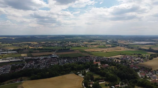 Aerial View Village Farm Lands — Stock Photo, Image
