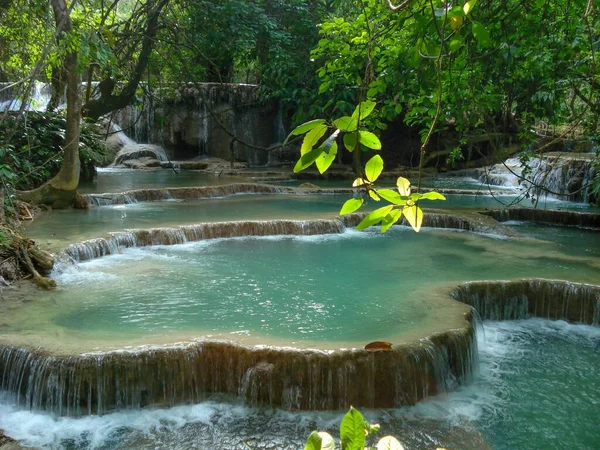 Fantastický Výhled Přírodu Kaskádami Tat Kuang Vodopády Luang Prabang Laos — Stock fotografie
