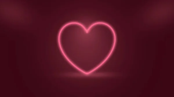 Светящееся Розовое Сердце Бордовом Фоне Романтический Фон — стоковое фото