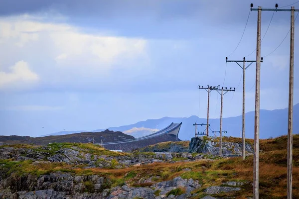 Vacker Bild Atlantic Ocean Road Bron Norge — Stockfoto
