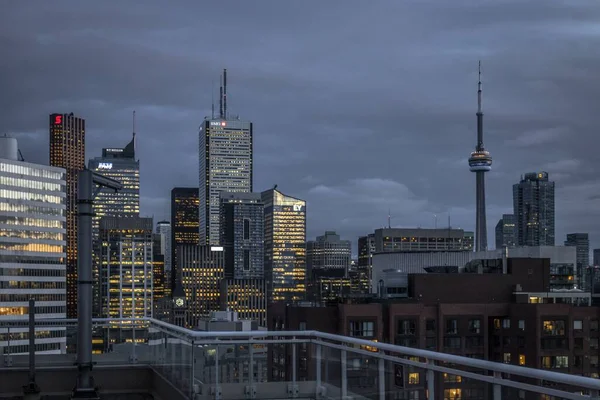 Прекрасный Снимок Небоскребов Вечером Торонто Канада — стоковое фото