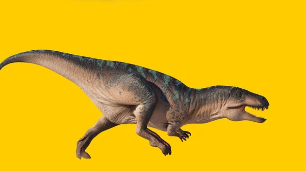 Rey Dinosaurio Acrocanthosaurus Aislado Sobre Fondo Amarillo — Foto de Stock
