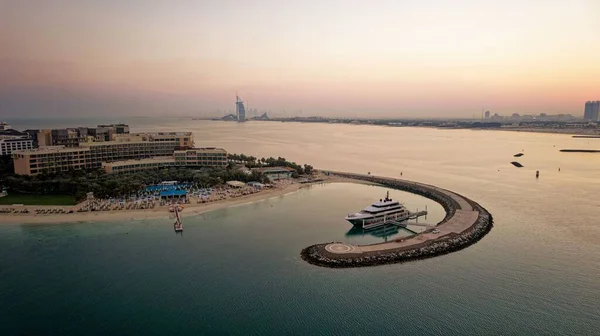 Повітряний Постріл Островів Пальми Заході Сонця Дубаї Єднані Арабські Емірати — стокове фото
