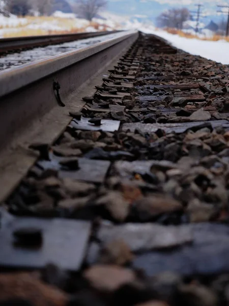 Ein Selektiver Fokus Einer Zugstrecke — Stockfoto