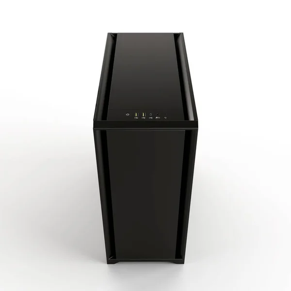 一个在白色背景上孤立的黑色计算机外壳的3D插图 — 图库照片