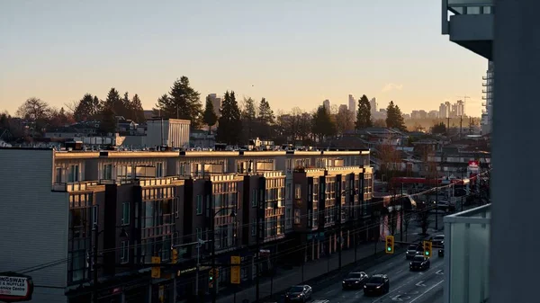 Eine Landschaftlich Reizvolle Drohnenaufnahme Von Gebäuden Kingsway District Vancouver Kanada — Stockfoto