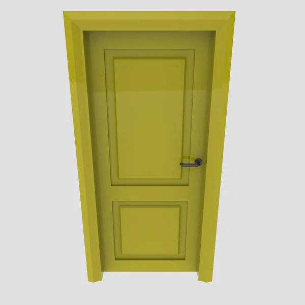 Žluté Dřevěné Interiérové Dveře Set Ilustrace Jiné Otevřené Uzavřené Izolované — Stock fotografie