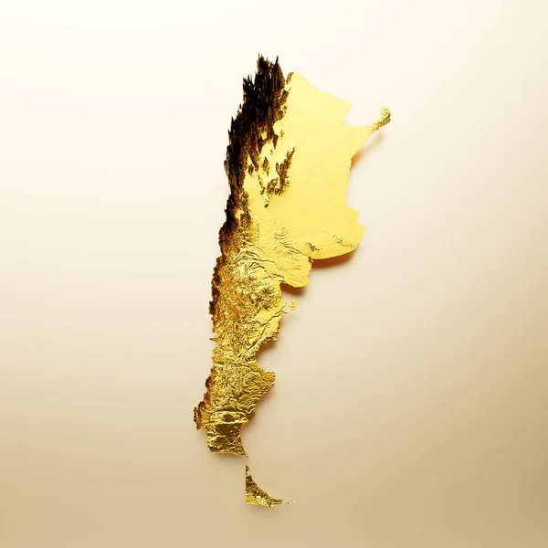 黄金のアルゼンチン地図の3Dイラスト — ストック写真