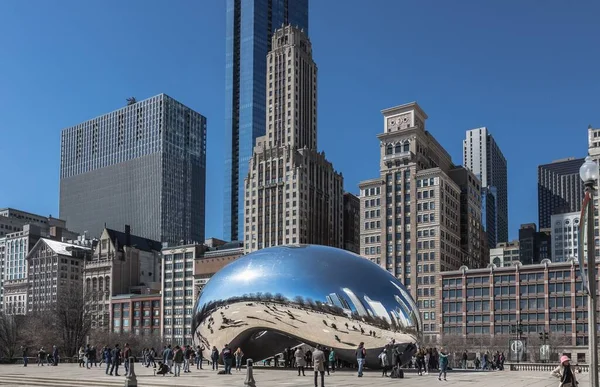 Μια Όμορφη Φωτογραφία Των Ουρανοξυστών Στο Σικάγο Ιλινόις Ηνωμένες Πολιτείες — Φωτογραφία Αρχείου