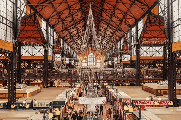 Das Innere Der Großen Markthalle Budapest Ungarn — Stockfoto