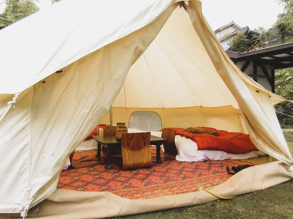 stock image A beautiful shot of a glamping tent in a forest