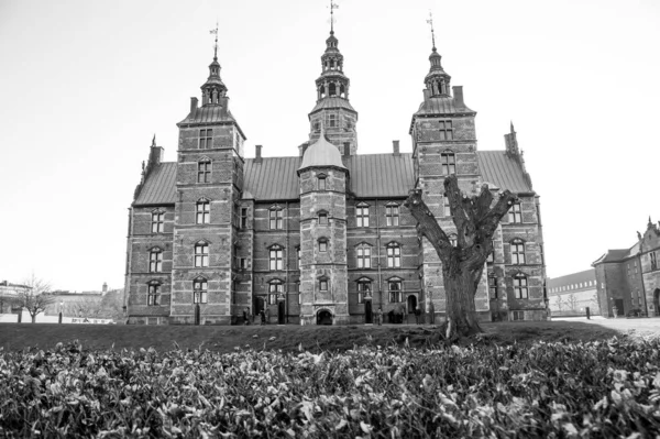 Famoso Castello Rosenborg Copenaghen Danimarca Scala Grigi — Foto Stock