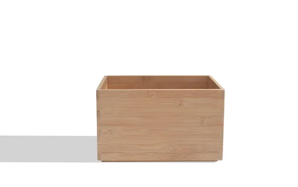 Una Caja Madera Vacía Sobre Fondo Blanco — Foto de Stock