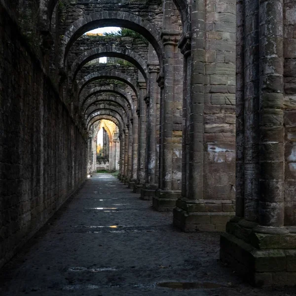 Hallway Ruins Fountains Abbey Ripon North Yorkshire — Stock Photo, Image