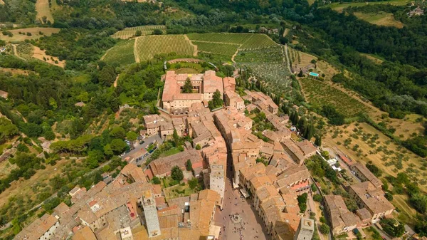 Widok Powietrza San Gimignano Torre Grossa Włochy Toskania — Zdjęcie stockowe