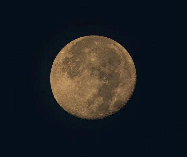Golden Full Moon Black Night Sky — Stock Photo, Image