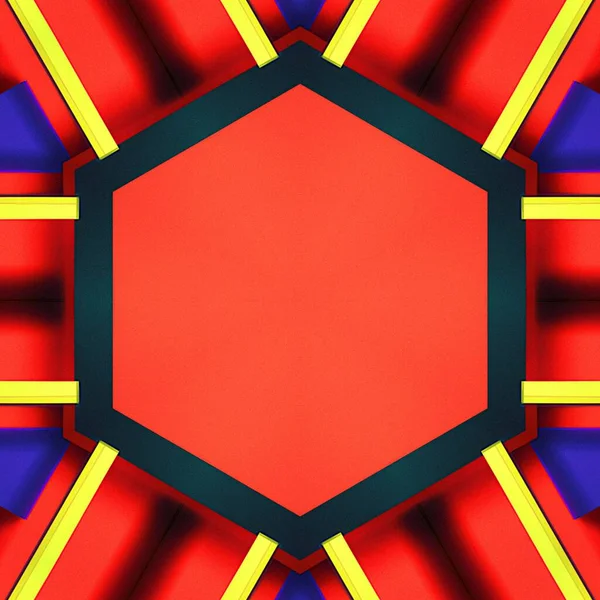 Kolorowa Ilustracja Geometrycznymi Kształtami Pięciokątem Środku — Zdjęcie stockowe