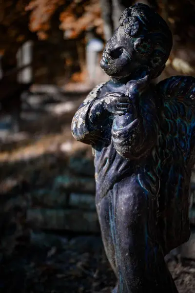 Вертикальный Снимок Статуи Ангела Парке — стоковое фото