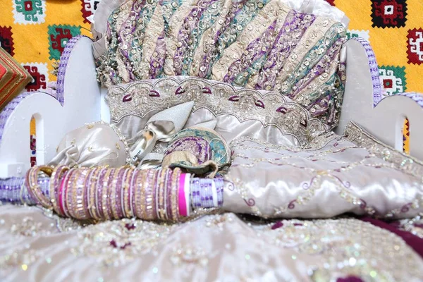 Detalhes Configuração Decorações Casamento Indiano — Fotografia de Stock