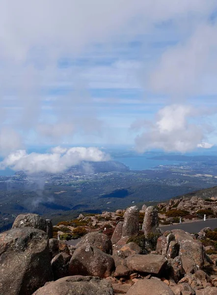 Вертикальный Снимок Города Хобарт Горы Веллингтон Тасмании Австралия — стоковое фото