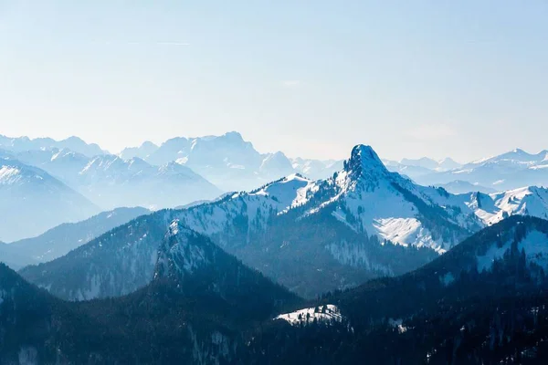 Uma Paisagem Alpina Vista Montanha Wallberg Rottach Egern Alemanha — Fotografia de Stock