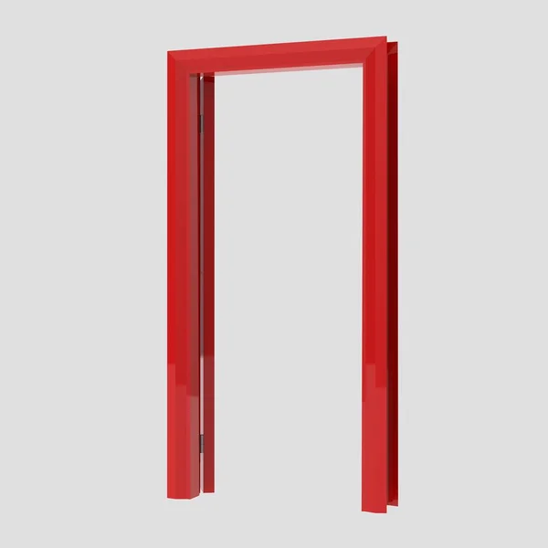 Rojo Madera Interior Puerta Ilustración Diverso Abierto Cerrado Conjunto Aislado —  Fotos de Stock