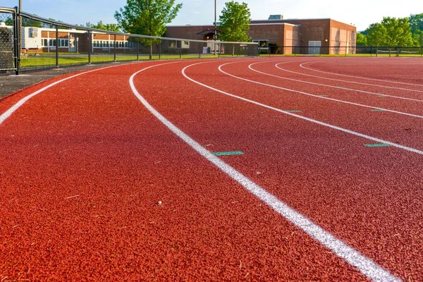Low Perspective Image New Running Track Looking Track — Stock Photo, Image