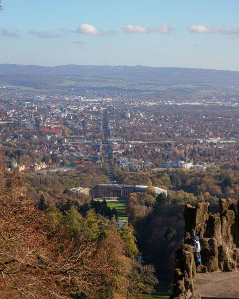 Eine Vertikale Aufnahme Des Kasseler Stadtbildes Nordhessen Deutschland — Stockfoto