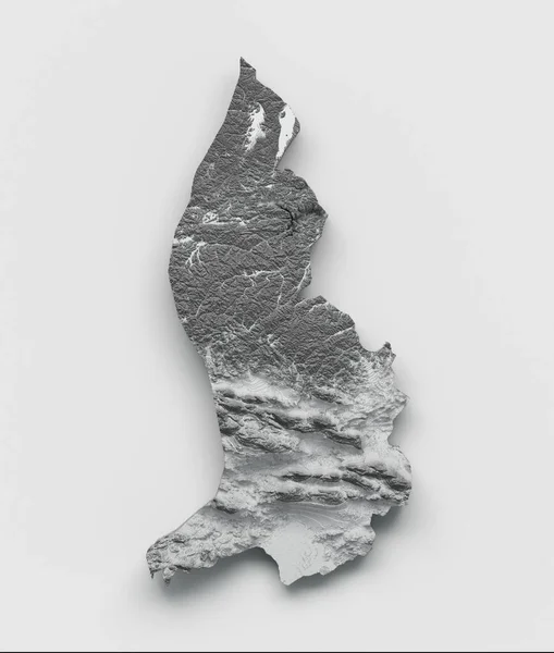 リヒテンシュタイン地図旗の立体イラストシェードレリーフ — ストック写真