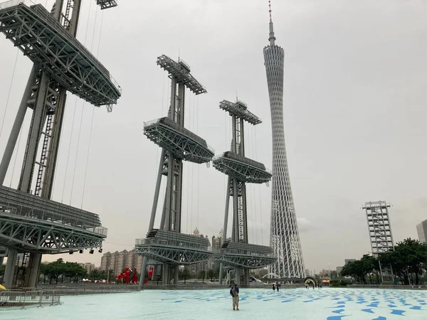 Кантонская Башня Южной Площади Стадиона Открытым Небом Городе Гуанчжоу Провинция — стоковое фото